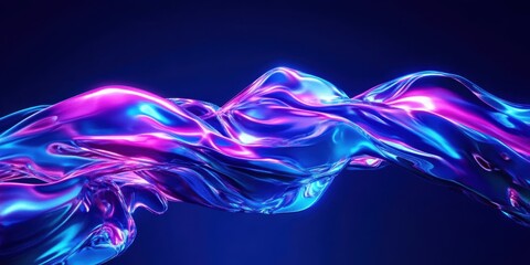 abstract blue and pink liquid flow on dark background