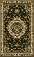 Persian turkish rug carpet pattern, Arabian ornamental carpet with decorative motifs