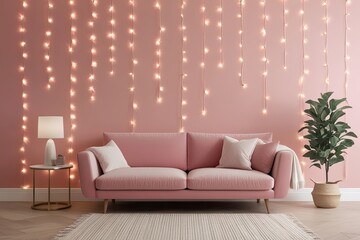 Pastel Pink Cozy Background with Soft Lighting for Modern Interior Wall Design