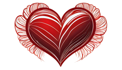 Red Heart Outline on a isolated on white background. Generative AI.