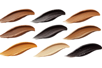 makeup swatches, foundation tones, skin color palette, cosmetic textures, beauty product samples, nude shades, diversity in makeup, liquid foundation drops, cosmetic industry, beauty photography