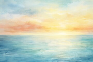 Obraz premium Ocean and sunset watercolor background painting backgrounds outdoors.