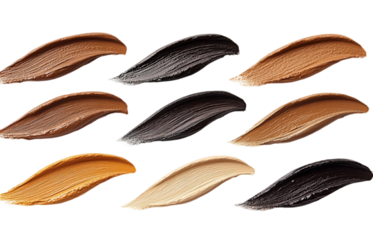 makeup swatches, foundation tones, skin color palette, cosmetic textures, beauty product samples, nude shades, diversity in makeup, liquid foundation drops, cosmetic industry, beauty photography