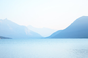 Mountain Range Landscape, with a Lake in the Forefront