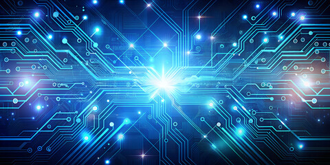 Fototapeta premium Digital background for audio, video technology with neon and light