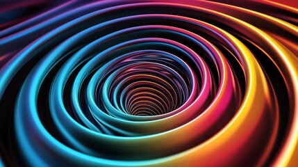 Colorful abstract spiral design, vibrant swirls creating a depth illusion.