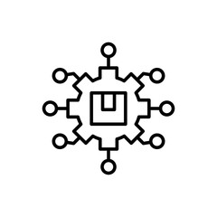 Smart warehouse outline icons, minimalist vector illustration ,simple transparent graphic element .Isolated on white background