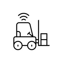 Smart forklift outline icons, minimalist vector illustration ,simple transparent graphic element .Isolated on white background