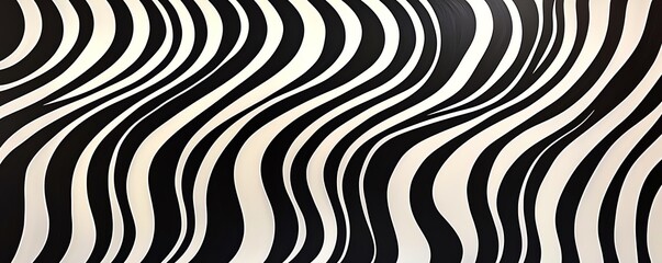 Abstract black and white wavy lines pattern on a smooth surface.