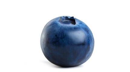 Obraz premium A blueberry is sitting on a white background