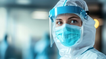 Healthcare Worker in Respiratory Protection Gear, Representing Frontline Medical Care and Safety