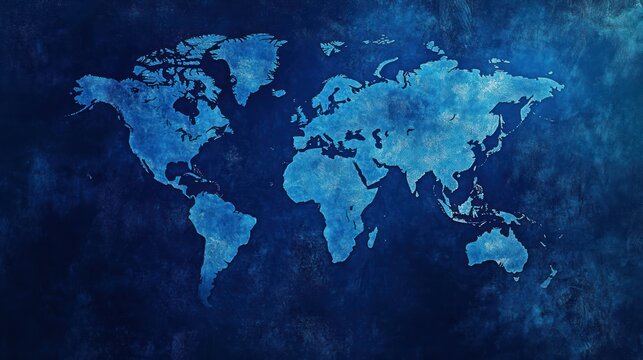 Fototapeta Abstract world map on blue