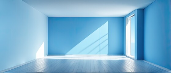 Obraz premium Empty Blue Room with Sun Light