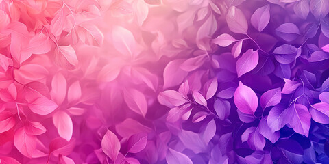 Fototapeta premium A pink and purple background with leaves and flowers