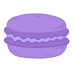 a drawing of purple macaron the part of dessert that taste sweet