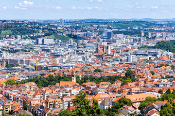 View of downtown Stuttgart skyline in Germany