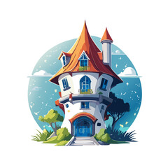 Magical house vector art illustration logo design
