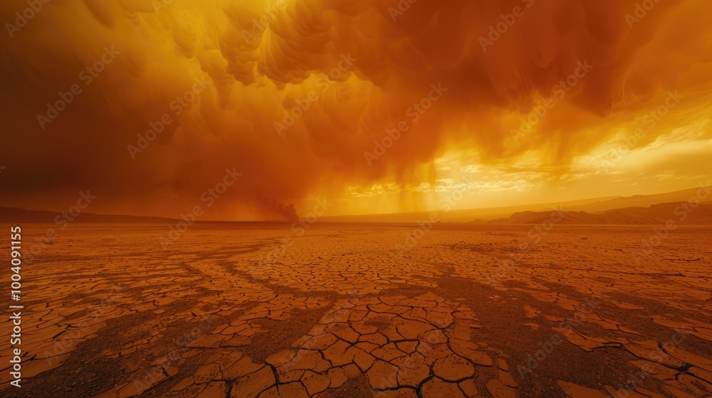 Poster A vast desert scene with a massive cloud of smoke billowing from above, creating an ominous atmosphere