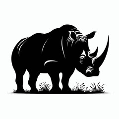 Obraz premium Rhino Vector Illustration for Use in Educational Wildlife, rhino Silhouette Design Vector Illustration on white background
