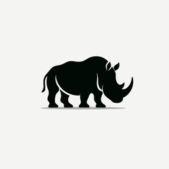 Obraz premium Rhino Vector Illustration for Use in Educational Wildlife, rhino Silhouette Design Vector Illustration on white background