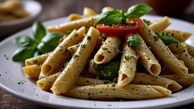 Penne Pasta with Pesto Sauce