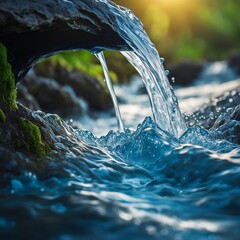 water flowing into the water