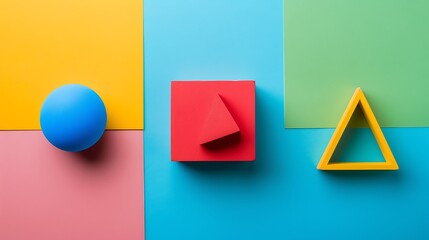 Type of basic games shape square, round triangle isolated on colorful background