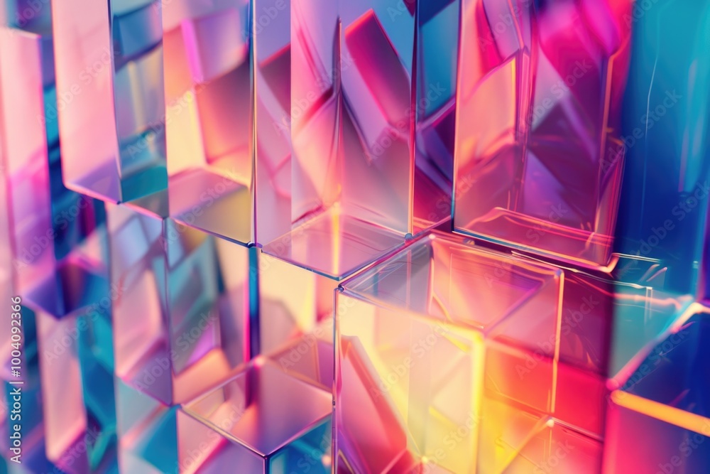 Poster A group of small cubes stacked vertically