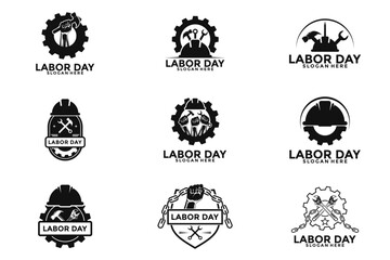 Obraz premium Set of labor day logo icon design banner, labor logo design vector
