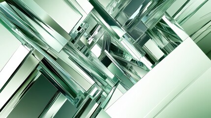 Abstract Green Glass Geometric Shapes