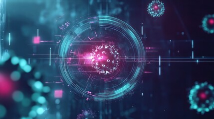 Fototapeta premium Sci-fi virus visualization in digital holographic style