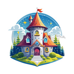 Obraz premium Magical house vector art illustration logo design