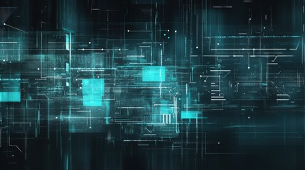 Fototapeta premium Abstract Digital Grid with Glowing Lines and Shapes