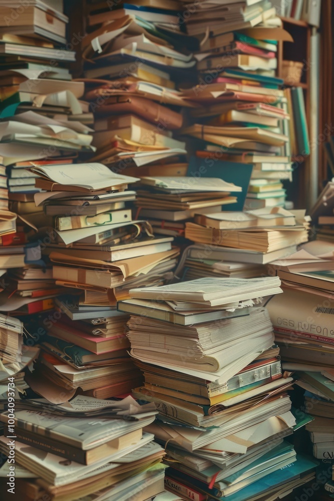 Aufkleber a stack of books placed on a table