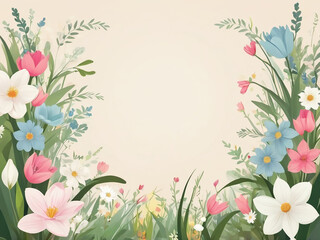 Naklejka premium natural spring flowers background with copy space for text