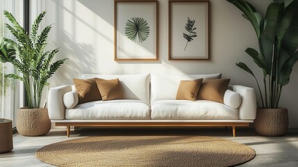 Fototapeta premium bright and airy modern living room showcasing a minimalist interior design featuring clean lines stylish furnishings and tasteful decor that inspires contemporary home ideas