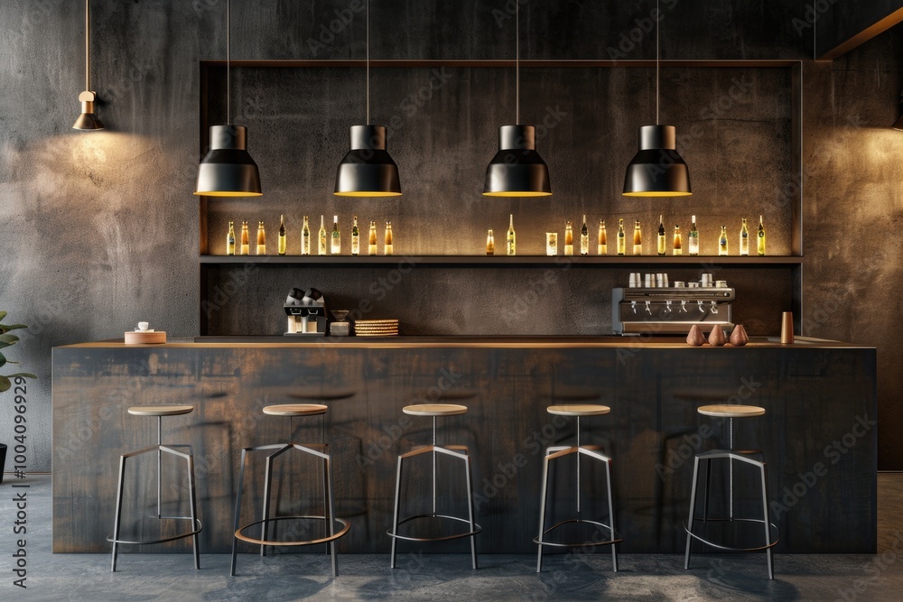 Aufkleber a row of stools sitting next to a bar, ideal for capturing social moments or adding atmosphere to yo