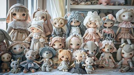 various kinds or shapes of cute little dolls