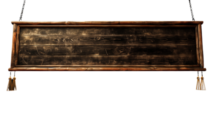 a school long blackboard hanging from a rope, studio view, isolated on white background.