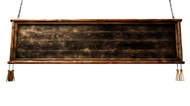 a school long blackboard hanging from a rope, studio view, isolated on white background.