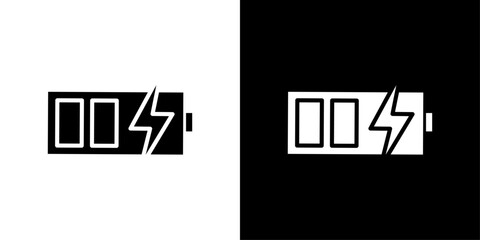 Charging battery icon Flat art illustration in outline