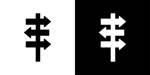 crossroads sign icon Flat art illustration in outline