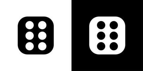 Dice Six Icon Flat art illustration in outline