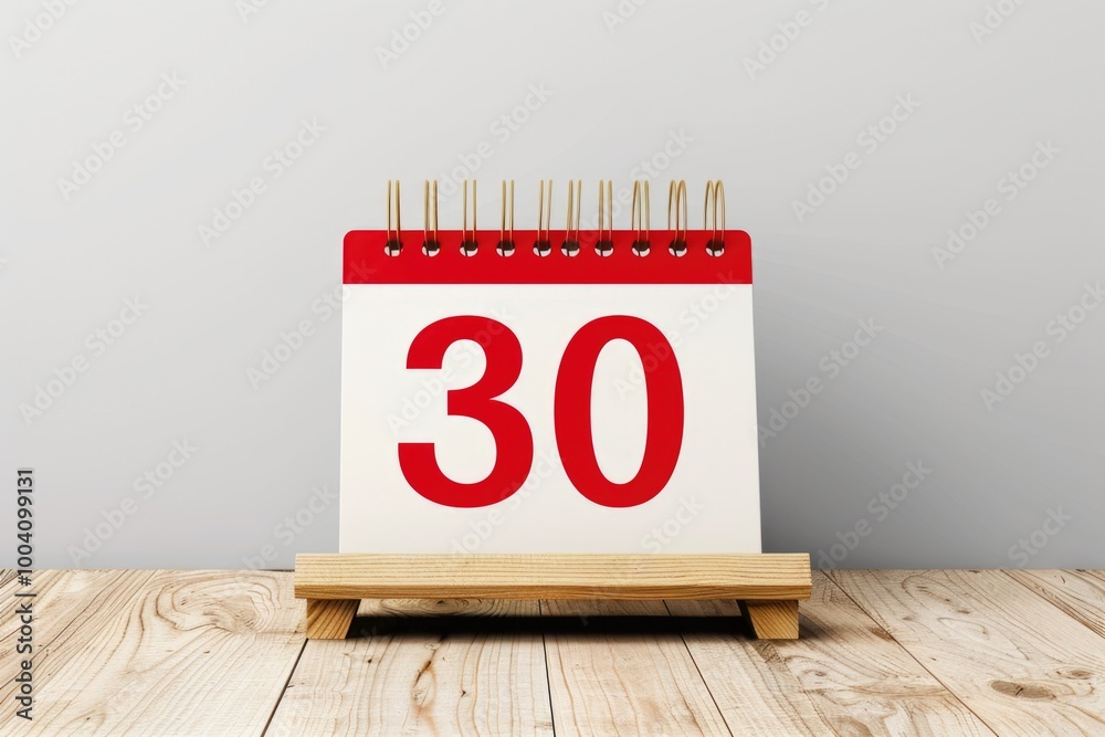 Aufkleber A red and white calendar with the number 30, perfect for marking important dates or deadlines
