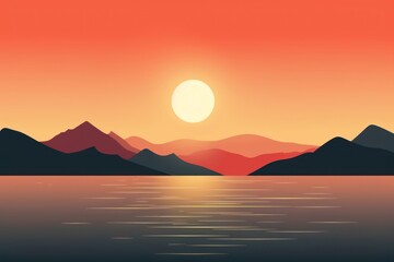 Fototapeta premium Sunset landscape sunlight outdoors.