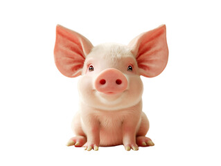 3d rendering a cute piggy cut out