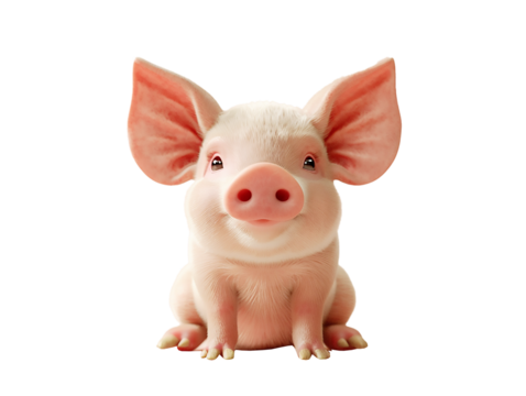 3d rendering a cute piggy cut out