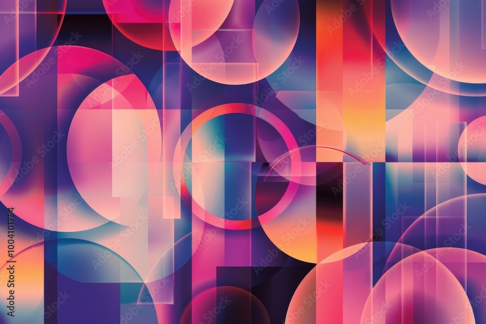 Poster A collection of circular shapes on a wall, providing a visual display