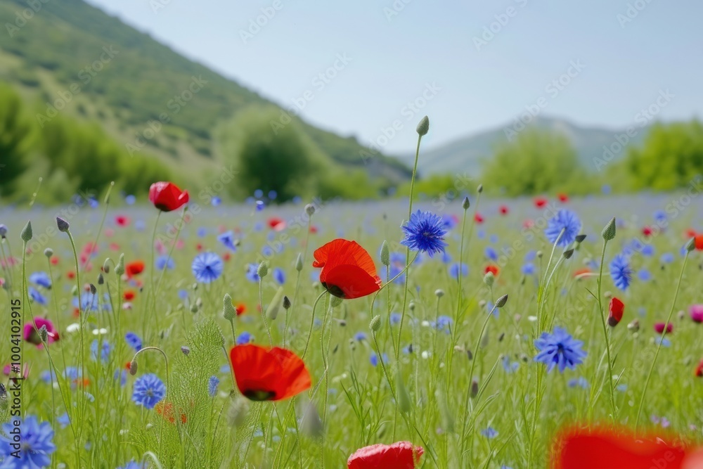 Canvas Prints Flowers field grassland outdoors blossom.