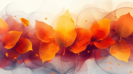 Fototapeta premium Vibrant autumn leaves with elegant abstract background